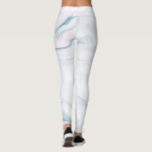 Blauw roze en wit marmeren steen leggings (Achterkant)