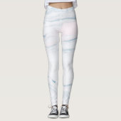Blauw roze en wit marmeren steen leggings (Voorkant)