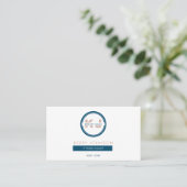 Blauw Roze en Wit Minimalistische Fitness Coach Visitekaartje (Staand voorkant)