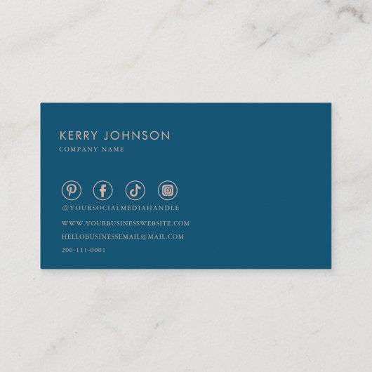 Blauw Roze en Wit Minimalistische Grafische Ontwer Visitekaartje (Achterkant)