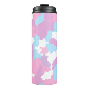 Blauw Roze en Wit Pastel Camo Abstract Thermosbeker