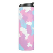 Blauw Roze en Wit Pastel Camo Abstract Thermosbeker (Gedraaid links)