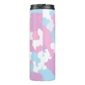 Blauw Roze en Wit Pastel Camo Abstract Thermosbeker (Achterkant)