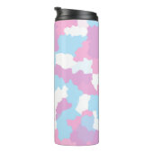 Blauw Roze en Wit Pastel Camo Abstract Thermosbeker (Geroteerd rechts)
