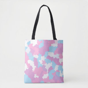Blauw Roze en Wit Pastel Camo Abstract Tote Bag