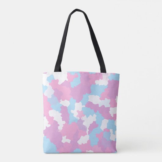Blauw Roze en Wit Pastel Camo Abstract Tote Bag (Achterkant)
