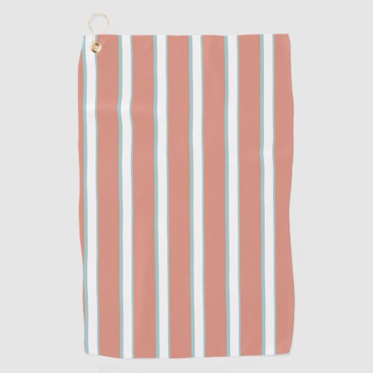 Blauw, roze en wit streepjespatroon golfhanddoek (Voorkant)