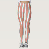 Blauw, roze en wit streepjespatroon leggings (Voorkant)