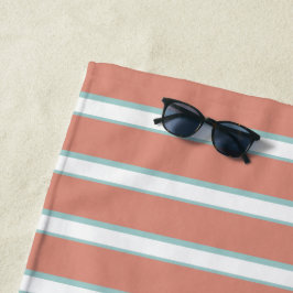 Blauw, roze en wit streepjespatroon strandlaken