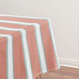 Blauw, roze en wit streepjespatroon tafelkleed