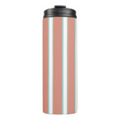 Blauw, roze en wit streepjespatroon thermosbeker (Voorkant)