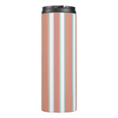 Blauw, roze en wit streepjespatroon thermosbeker (Achterkant)