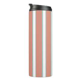 Blauw, roze en wit streepjespatroon thermosbeker