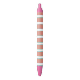 Blauw, roze en wit streepjespatroon zwarte inkt pen