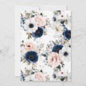 Blauw, Roze en Witte Anemoon Krans Trouwen Kaart (Achterkant)