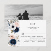 Blauw, Roze en Witte Anemoon Krans Trouwen RSVP Kaartje (Voorkant / Achterkant)