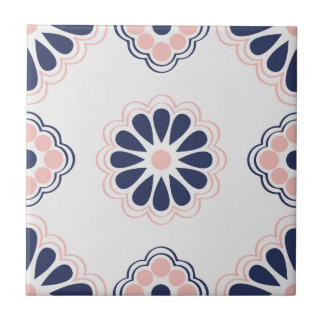 Blauw, roze en witte geometrische heilpalen tegeltje