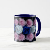 Blauw Roze en Witte Rozen Flower Art Mok (Voorkant rechts)