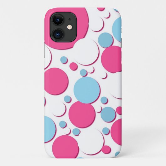 Blauw roze en witte stippen Case-Mate iPhone case (Achterkant)