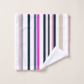 Blauw Roze en Zand Strepen Bad Handdoek (Wasdoekje)