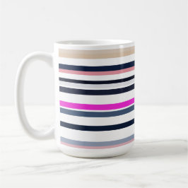 Blauw Roze en Zand Strepen Koffiemok