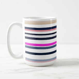 Blauw Roze en Zand Strepen Koffiemok