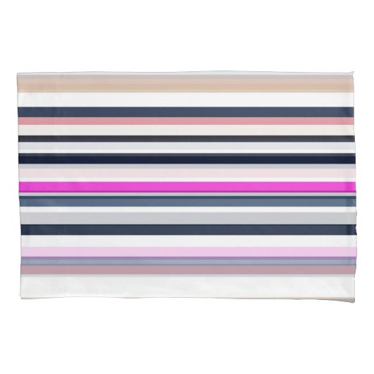Blauw Roze en Zand Strepen Kussensloop (Voorkant)