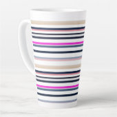 Blauw Roze en Zand Strepen Latte Mok (Linkerhoek)