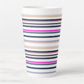 Blauw Roze en Zand Strepen Latte Mok (Voorkant)