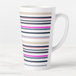 Blauw Roze en Zand Strepen Latte Mok