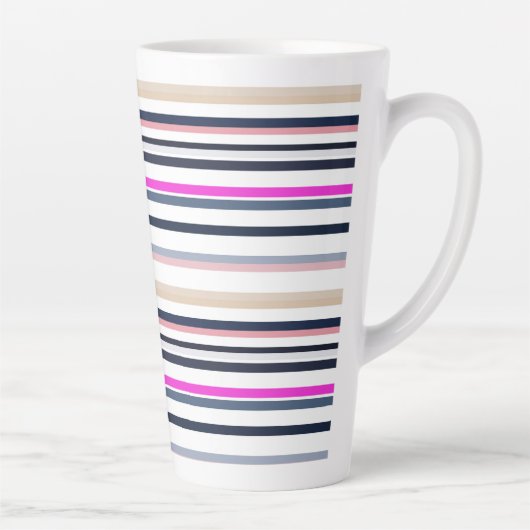 Blauw Roze en Zand Strepen Latte Mok (Rechts)