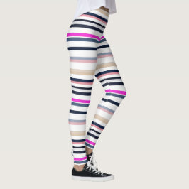Blauw Roze en Zand Strepen Leggings