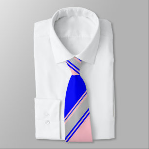 Blauw Roze en Zilveren Alternating Striped Stropda Stropdas