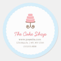 Blauw & Roze Fantasie Cake Bakkerij Sticker Label