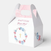 Blauw roze Floral Baby Baptisme Christening Bedankdoosjes (Achterkant)