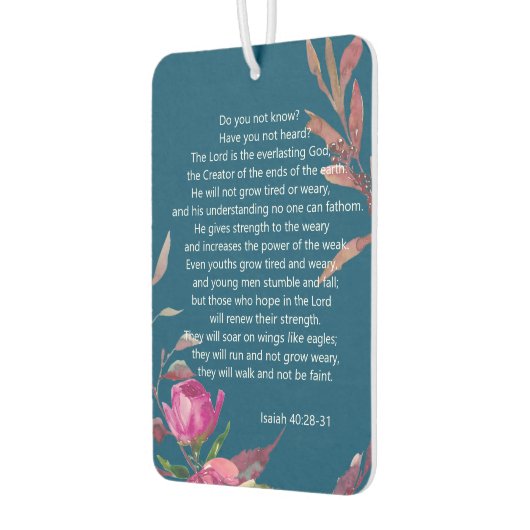 Blauw roze Floral Christelijk Bijbel Verse Briefka Luchtverfrisser (Links)