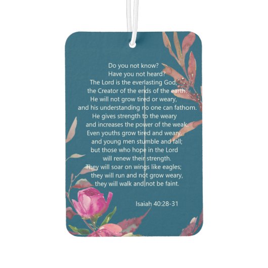 Blauw roze Floral Christelijk Bijbel Verse Briefka Luchtverfrisser (Achterkant)