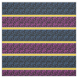 Blauw/roze floral-goud/witte streep - zwart stof