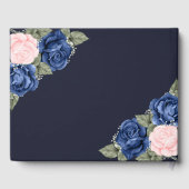  Blauw Roze Floral Memorial Funeral Gastenboek (Achterkant)