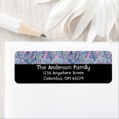 Blauw & Roze Floral Pattern Retouradreslabels Etiket (Insitu)