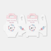Blauw roze Floral Stork Winter Baby shower Bedankdoosjes (Uitgevouwen)