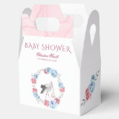Blauw roze Floral Stork Winter Baby shower Bedankdoosjes (Geopend)