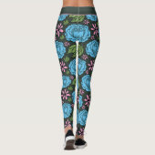Blauw roze florale naadloze patroon, aangepast leggings (Achterkant)