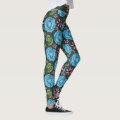 Blauw roze florale naadloze patroon, aangepast leggings (Rechts)