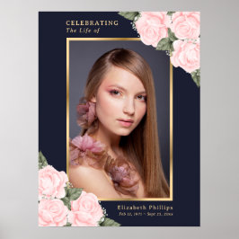 Blauw Roze Foto Viering van het Leven Funeral Sign Poster