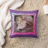 Blauw & Roze Frame Roze Stippen Paarse Baby Foto D Kussen (Deken)