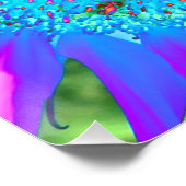 Blauw roze funky bloemenretro zonnebloem foto perfect poster (Hoek)