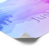 Blauw roze gebergte bos landschap enkel Breaand Poster (Hoek)