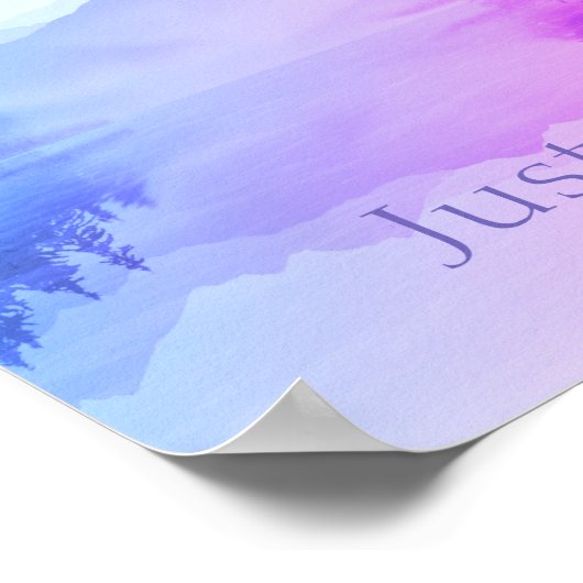 Blauw roze gebergte bos landschap enkel Breaand Poster (Hoek)