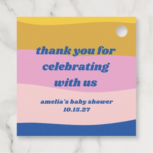 Blauw Roze Geel Aangepaste Schattige Baby shower D Bedankjes Labels (Achterkant)